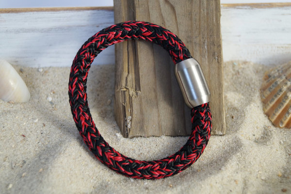 Segeltau Armband rot/schwarz