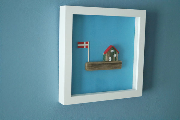 Treibholz Bilder Collage mit Dänischer Fahne